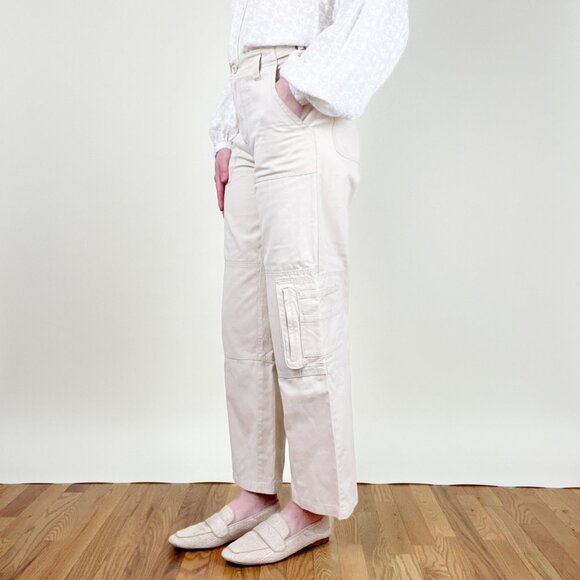 Vintage 90s Y2K Cargo Utility Pants Straight Leg High Rise Fit Chore Trousers - Picture 3 of 9